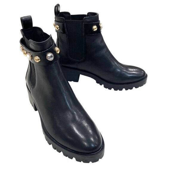 KARL LAGERFELD Leather Lug Sole Booties - Picture 3 of 8